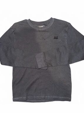 Aeropostale Gray Waffle Knit Crewneck Pullover